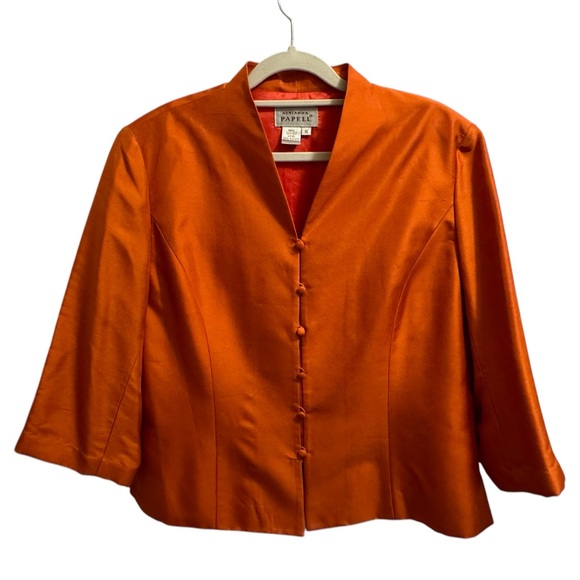 VINTAGE SILK women’s pant suit size 16 Adrianna Papéll colorful - Picture 3 of 13